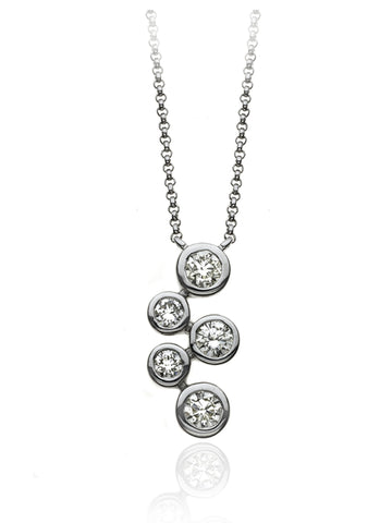 P-67501-AD-W   Diamond Five Stone Bubble Pendant & Chain