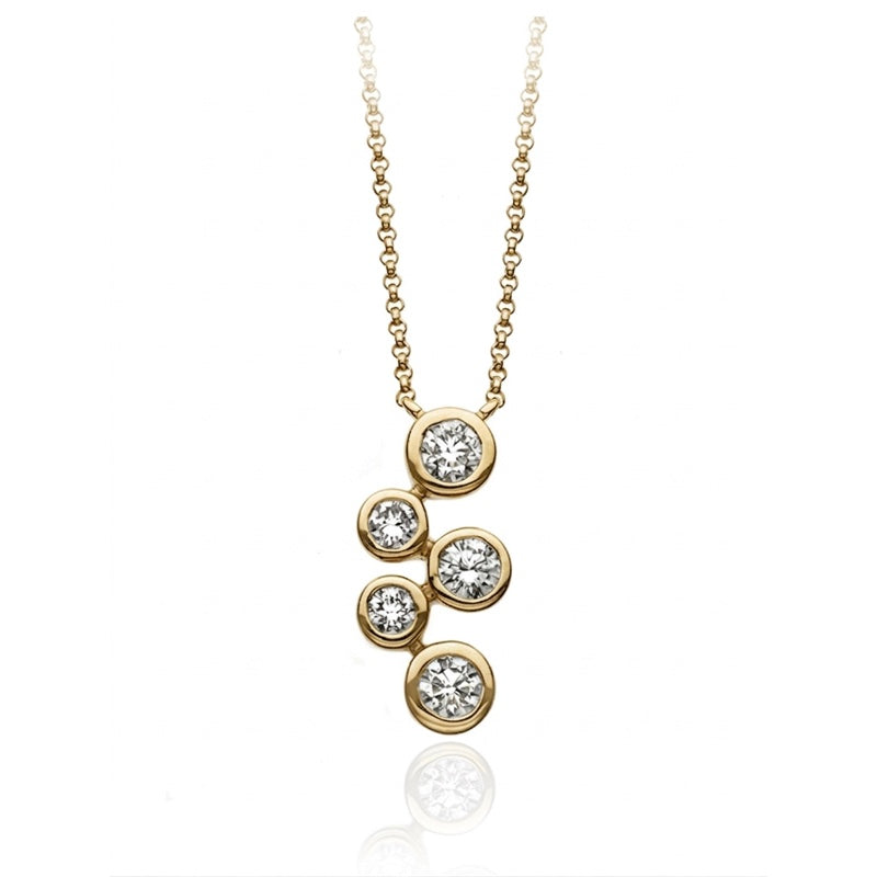 P-67501-AD-Y   Diamond Five Stone Bubble Pendant & Chain