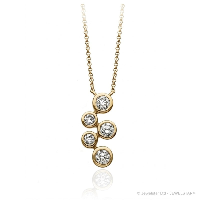 P-67501-AD-Y   Diamond Five Stone Bubble Pendant & Chain