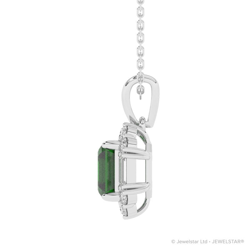 P-89800-EM-W   Diamond & Emerald Cluster Pendant