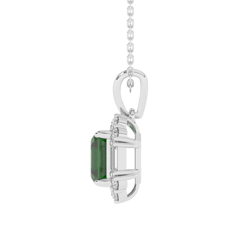 P-89800-EM-W   Diamond & Emerald Cluster Pendant