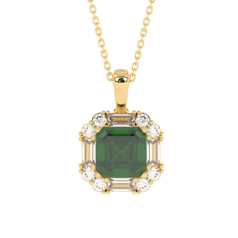 P-89800-EM-Y   Diamond & Emerald Cluster Pendant