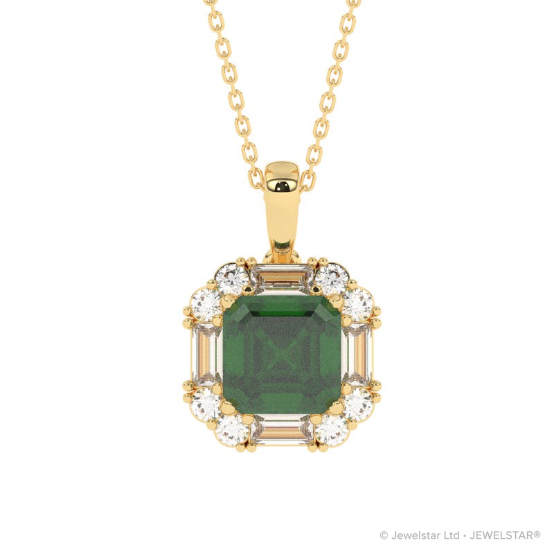 P-89800-EM-Y   Diamond & Emerald Cluster Pendant