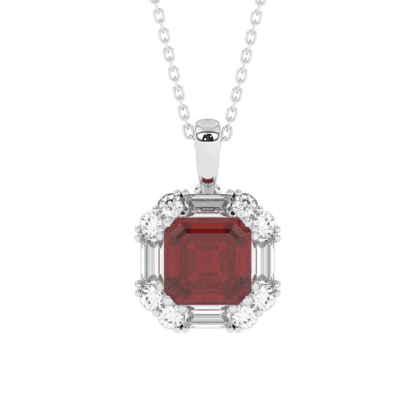 P-89800-RU-W   Diamond & Ruby Cluster Pendant