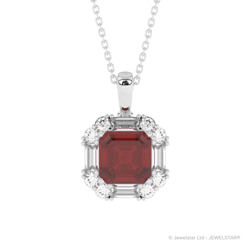 P-89800-RU-W   Diamond & Ruby Cluster Pendant