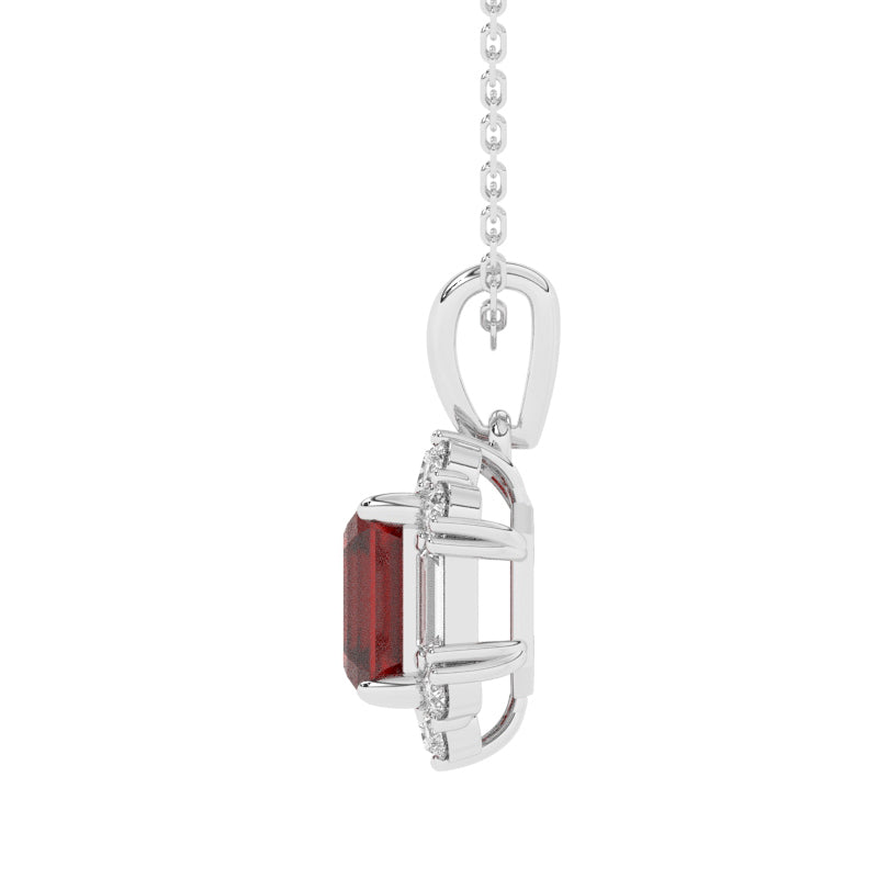 P-89800-RU-W   Diamond & Ruby Cluster Pendant