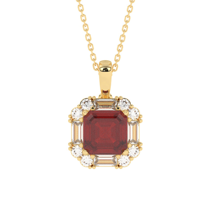 P-89800-RU-Y   Diamond & Ruby Cluster Pendant