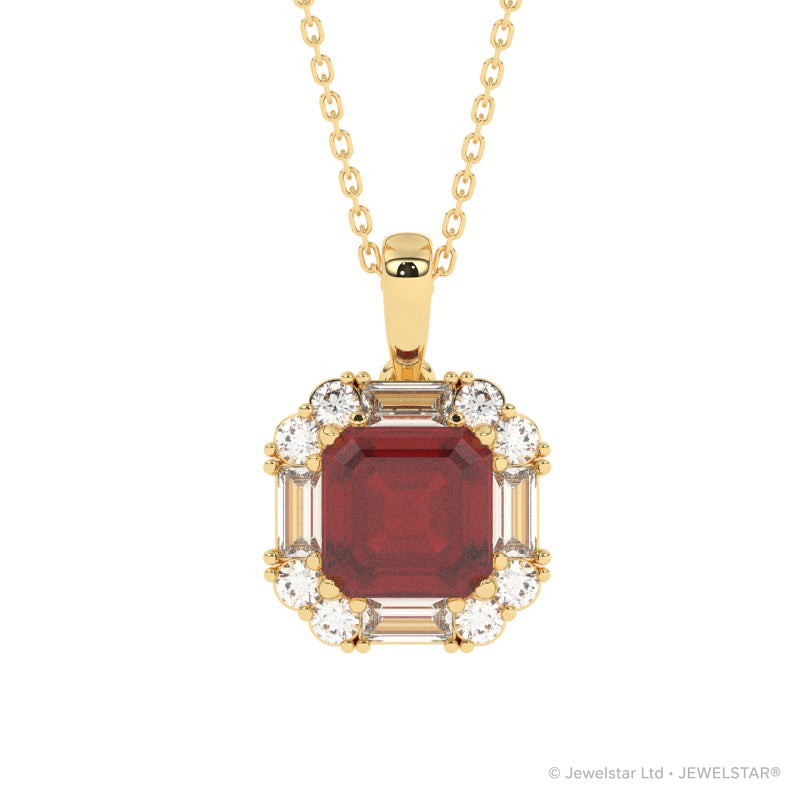 P-89800-RU-Y   Diamond & Ruby Cluster Pendant