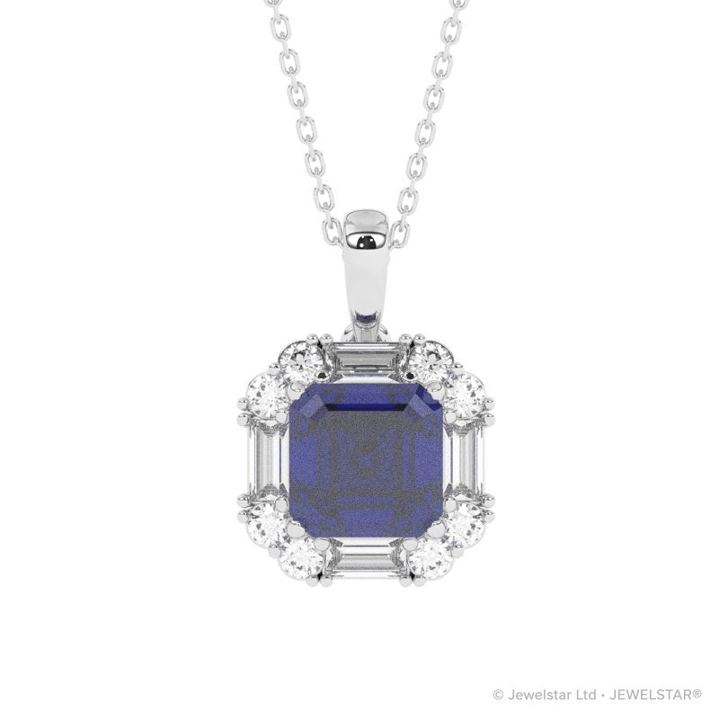 P-89800-SA-W   Diamond & Sapphire Cluster Pendant