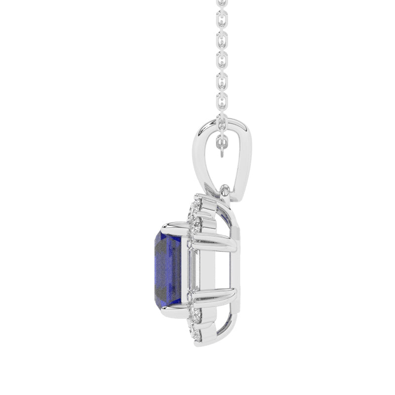 P-89800-SA-W   Diamond & Sapphire Cluster Pendant