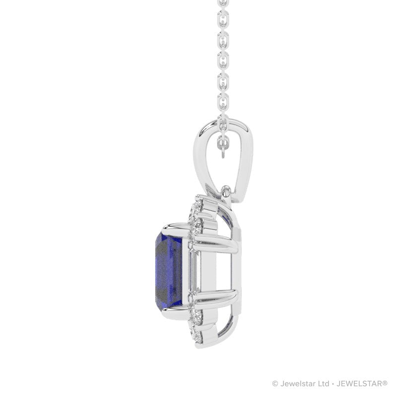 P-89800-SA-W   Diamond & Sapphire Cluster Pendant
