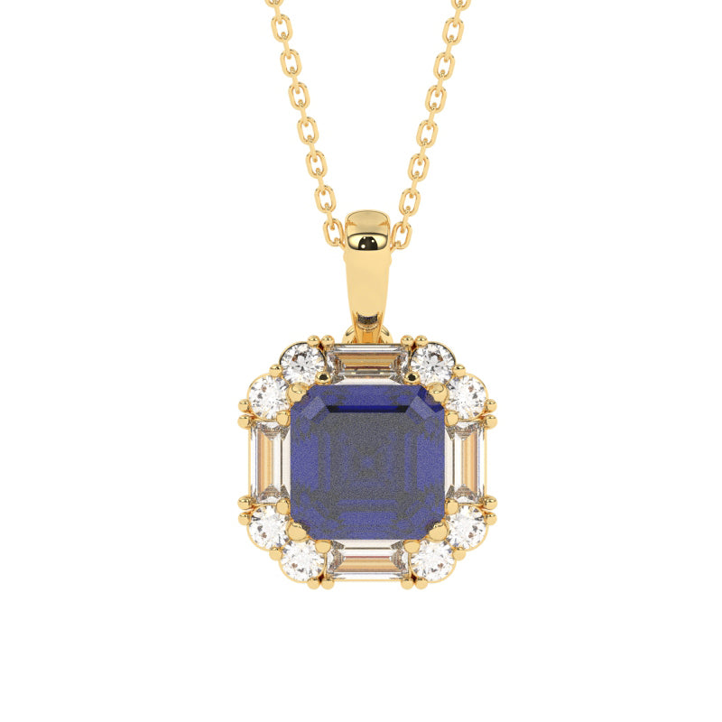 P-89800-SA-Y   Diamond & Sapphire Cluster Pendant