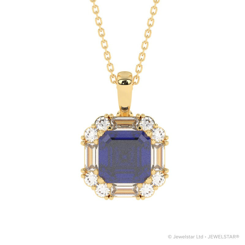 P-89800-SA-Y   Diamond & Sapphire Cluster Pendant
