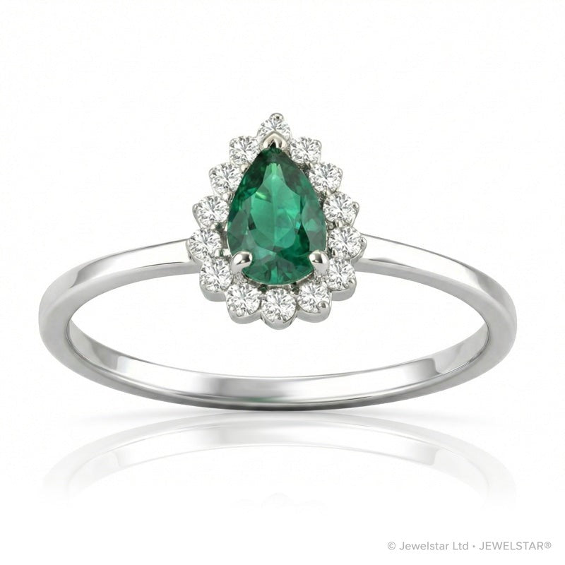 R-17278-EM-W    Diamond & Emerald Cluster Ring