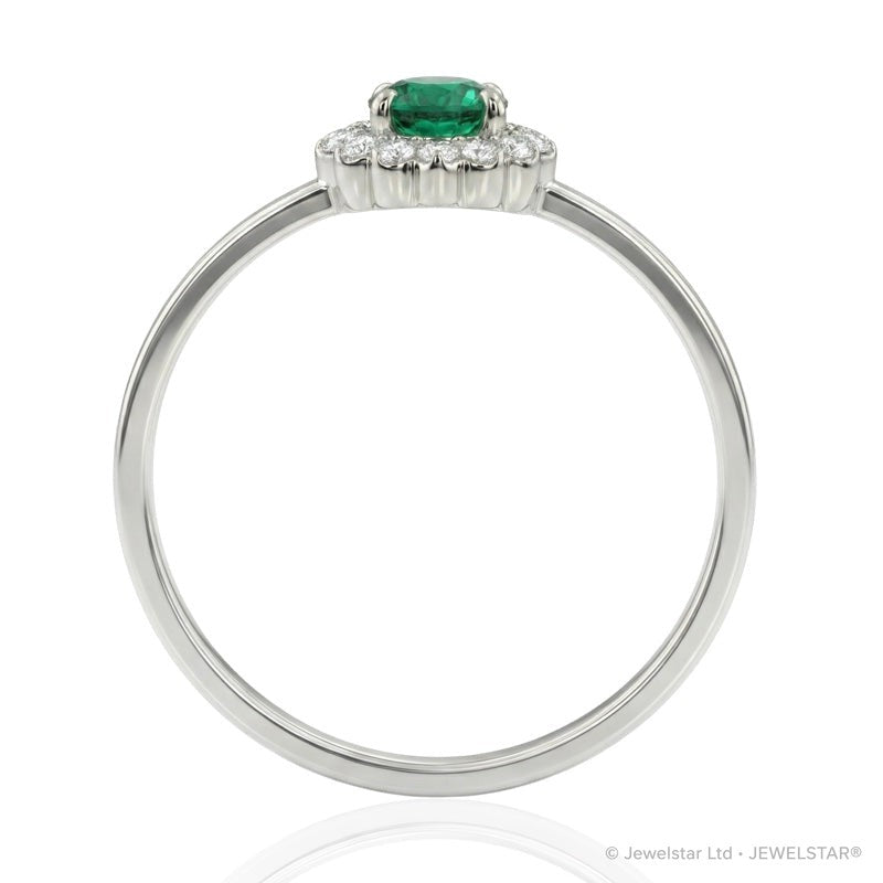 R-17278-EM-W    Diamond & Emerald Cluster Ring
