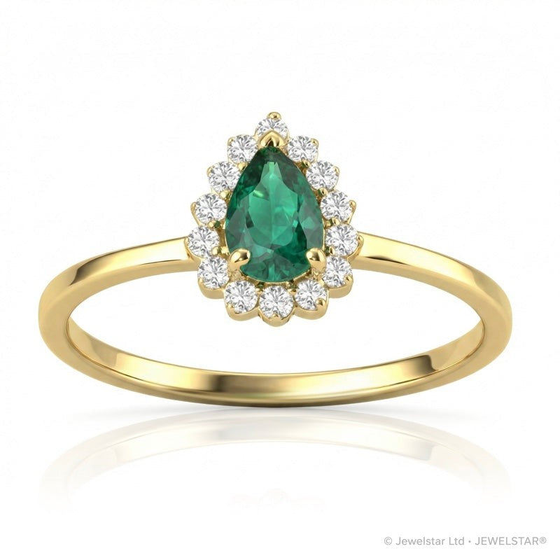 R-17278-EM-Y    Diamond & Emerald Cluster Ring