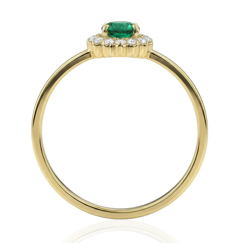 R-17278-EM-Y    Diamond & Emerald Cluster Ring