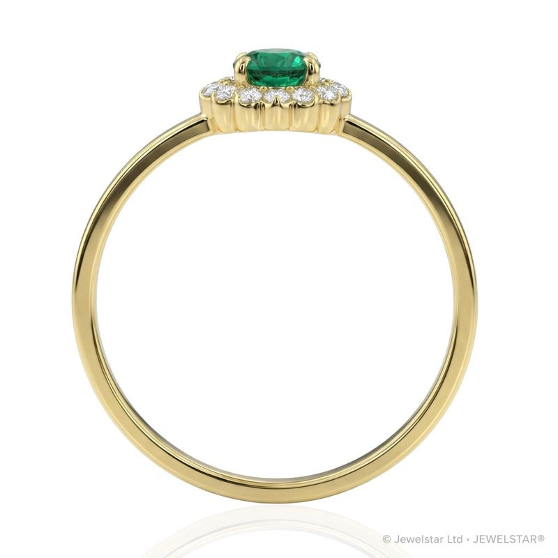 R-17278-EM-Y    Diamond & Emerald Cluster Ring
