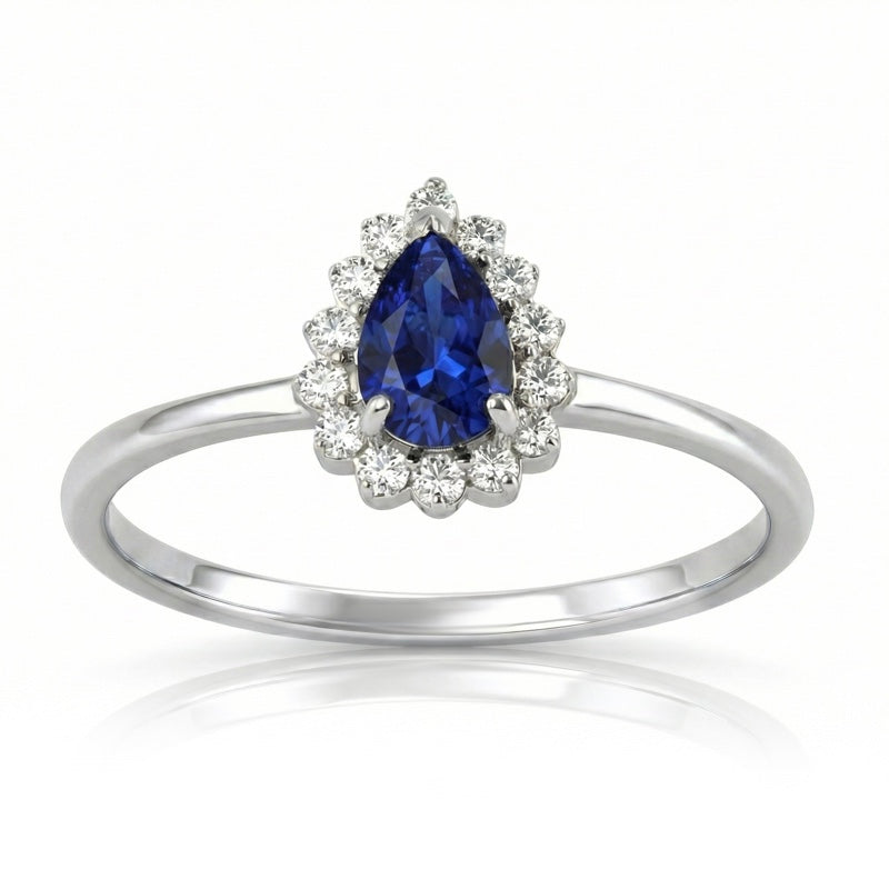 R-17278-SA-W    Diamond & Sapphire Cluster Ring