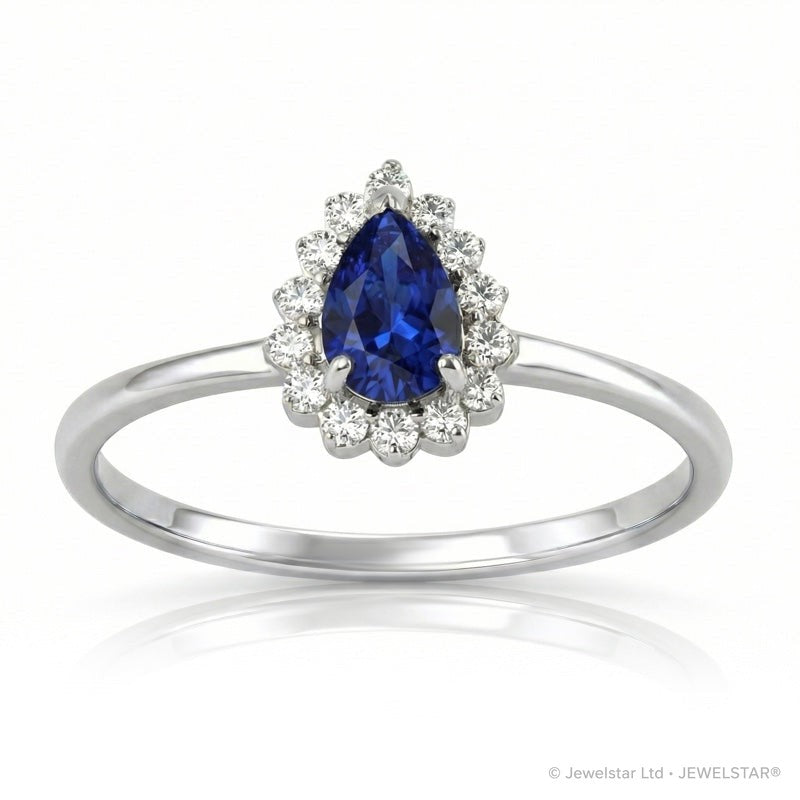 R-17278-SA-W    Diamond & Sapphire Cluster Ring