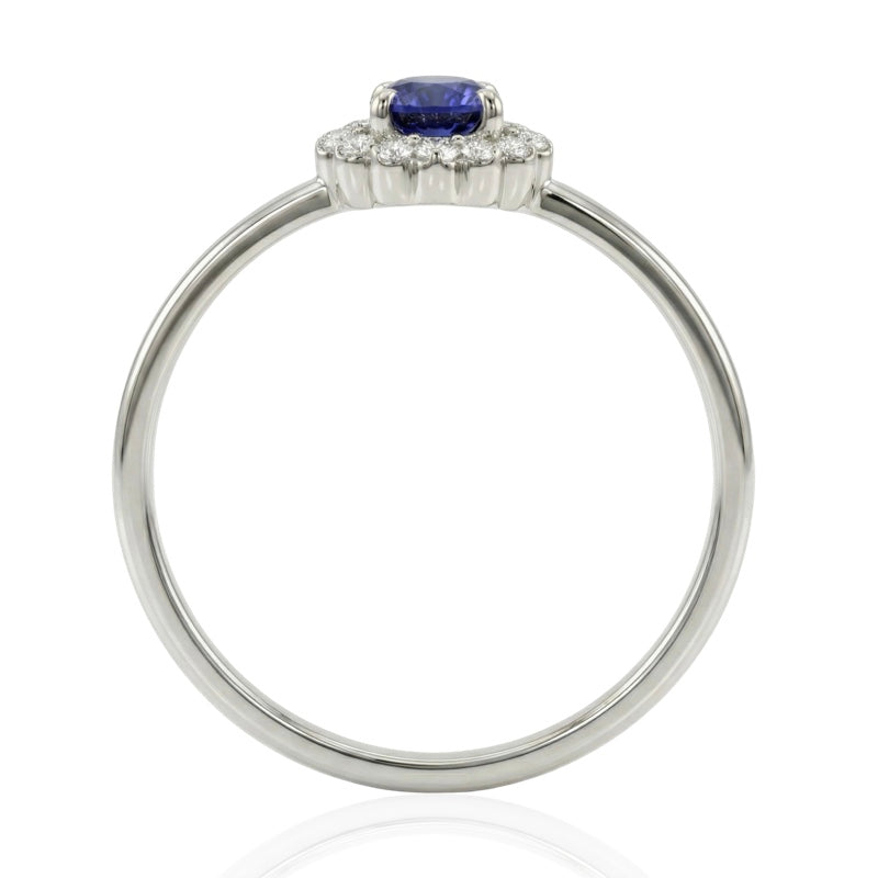 R-17278-SA-W    Diamond & Sapphire Cluster Ring