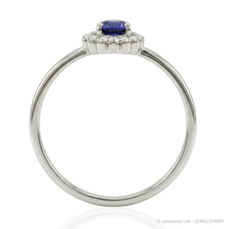 R-17278-SA-W    Diamond & Sapphire Cluster Ring