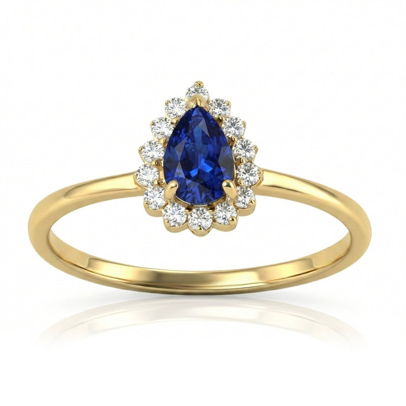 R-17278-SA-Y    Diamond & Sapphire Cluster Ring