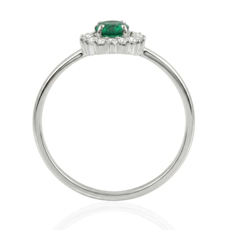 R-17860-EM-W    Diamond & Emerald Cluster Ring