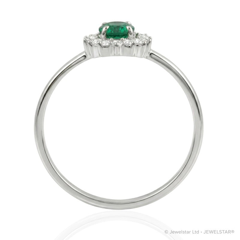 R-17860-EM-W    Diamond & Emerald Cluster Ring