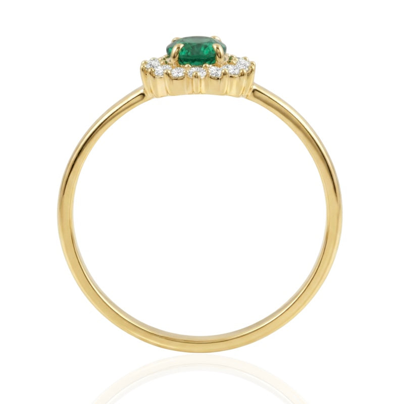 R-17860-EM-Y    Diamond & Emerald Cluster Ring