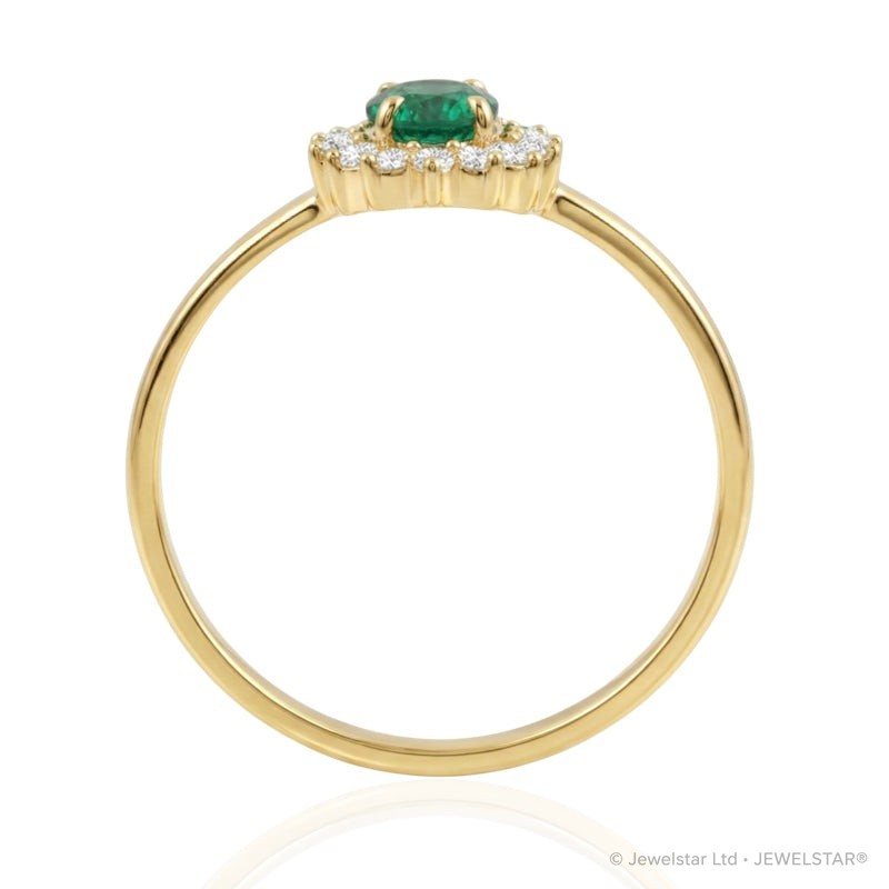 R-17860-EM-Y    Diamond & Emerald Cluster Ring
