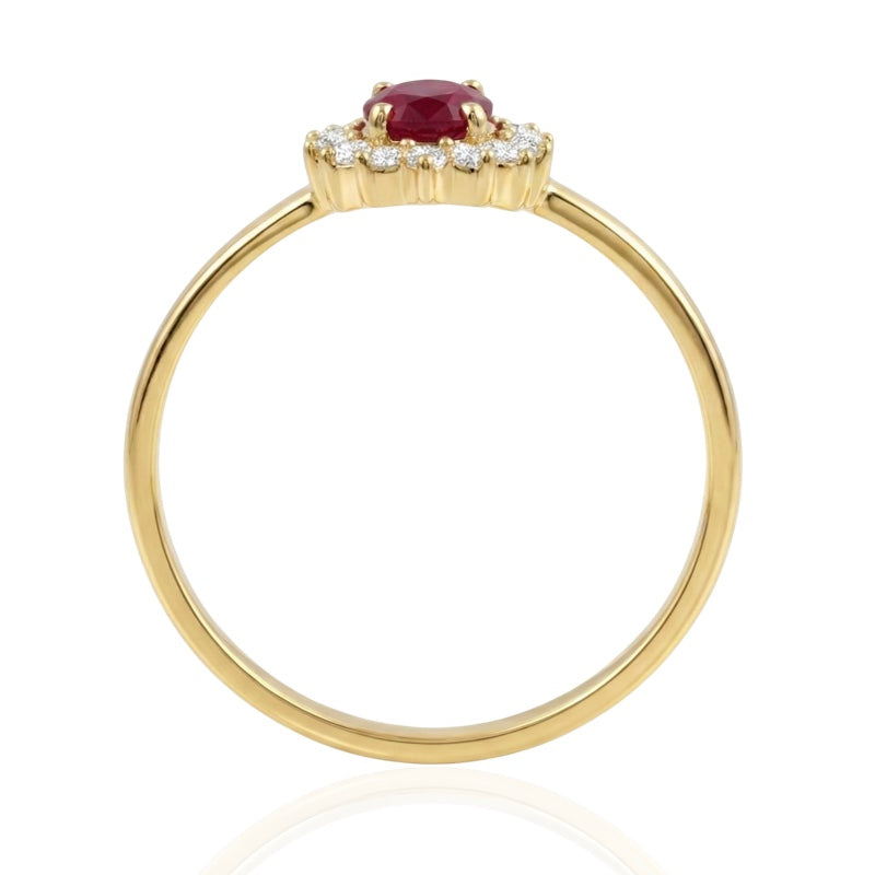 R-17860-RU-Y    Diamond & Ruby Cluster Ring