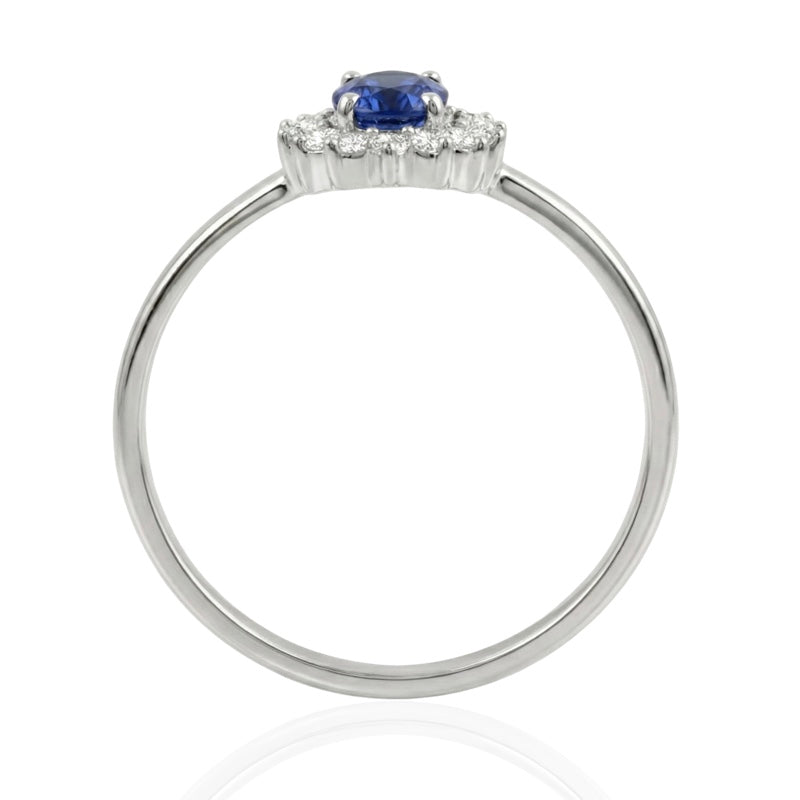 R-17860-SA-W    Diamond & Sapphire Cluster Ring