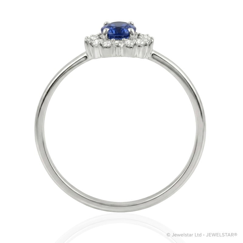 R-17860-SA-W    Diamond & Sapphire Cluster Ring