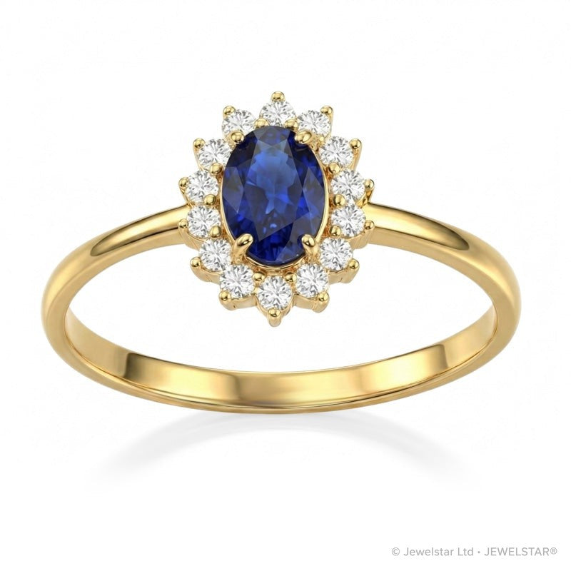 R-17860-SA-Y    Diamond & Sapphire Cluster Ring
