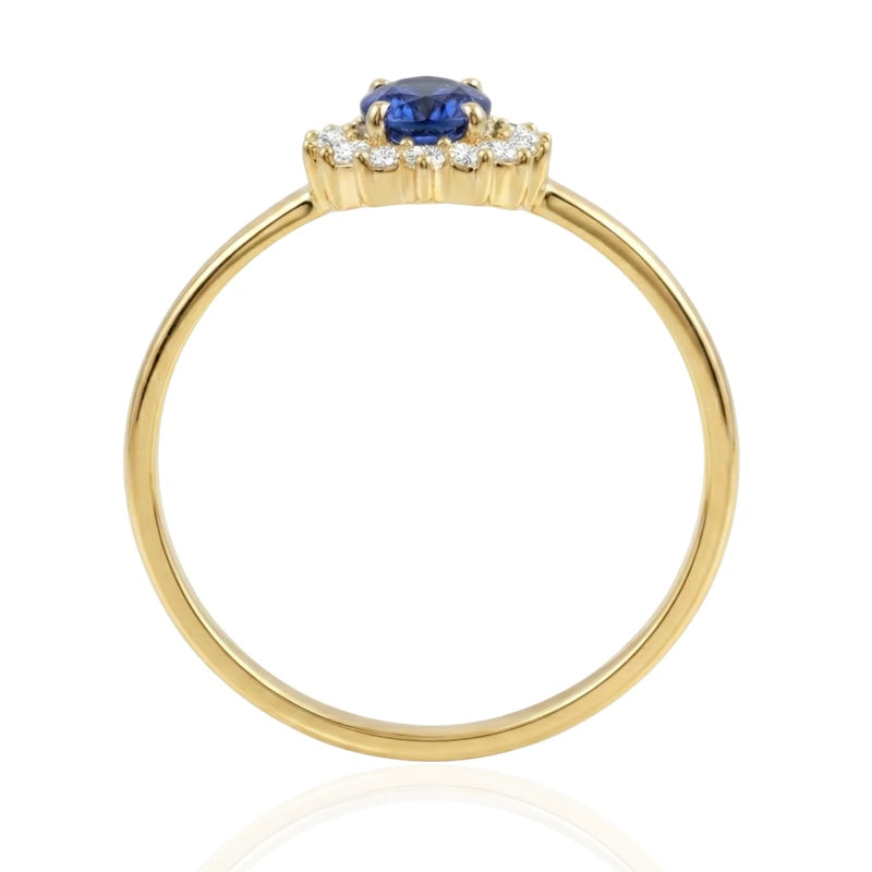 R-17860-SA-Y    Diamond & Sapphire Cluster Ring