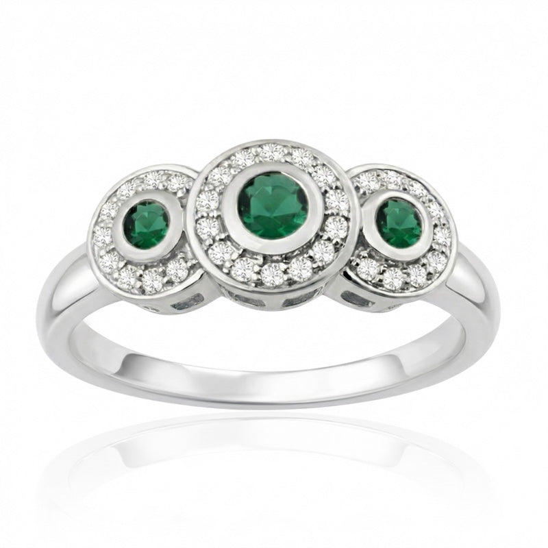 R-22699-EM-W  Diamond & Emerald Dress Ring