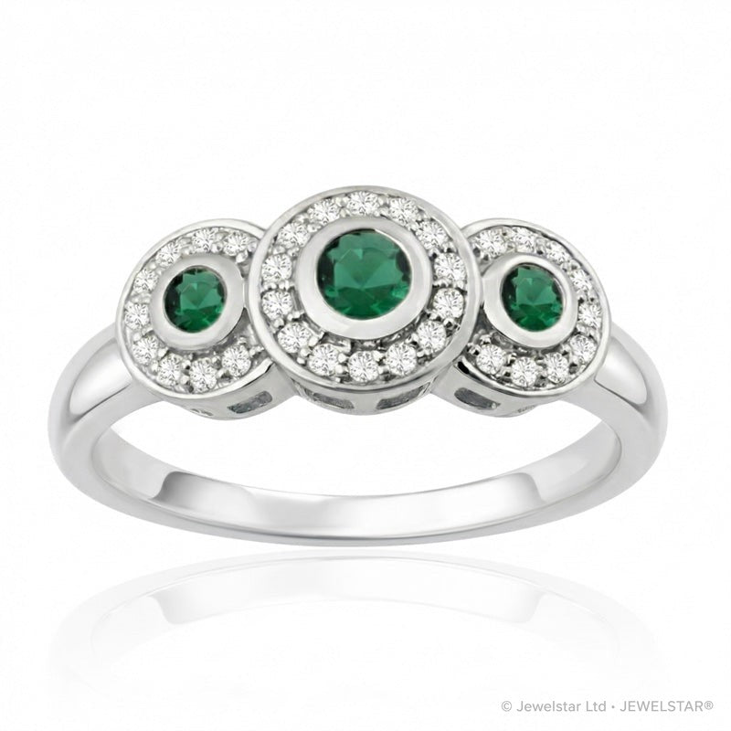 R-22699-EM-W  Diamond & Emerald Dress Ring