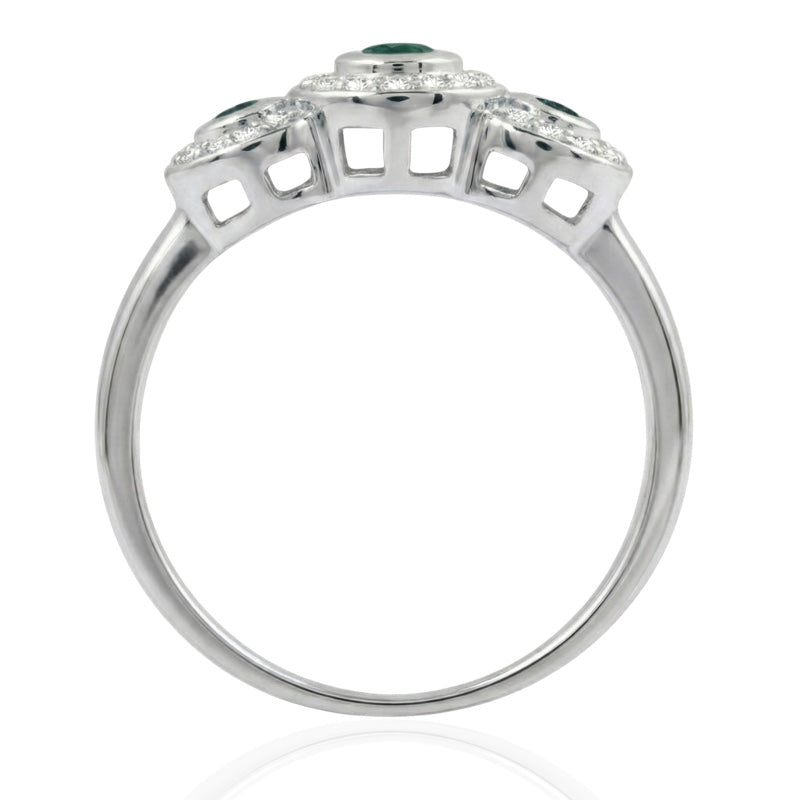 R-22699-EM-W  Diamond & Emerald Dress Ring