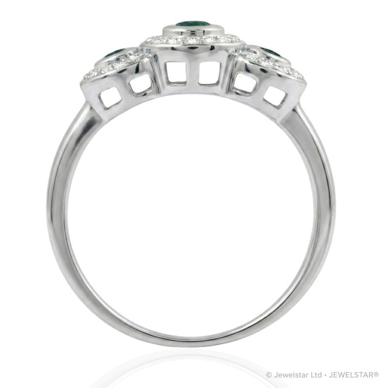 R-22699-EM-W  Diamond & Emerald Dress Ring
