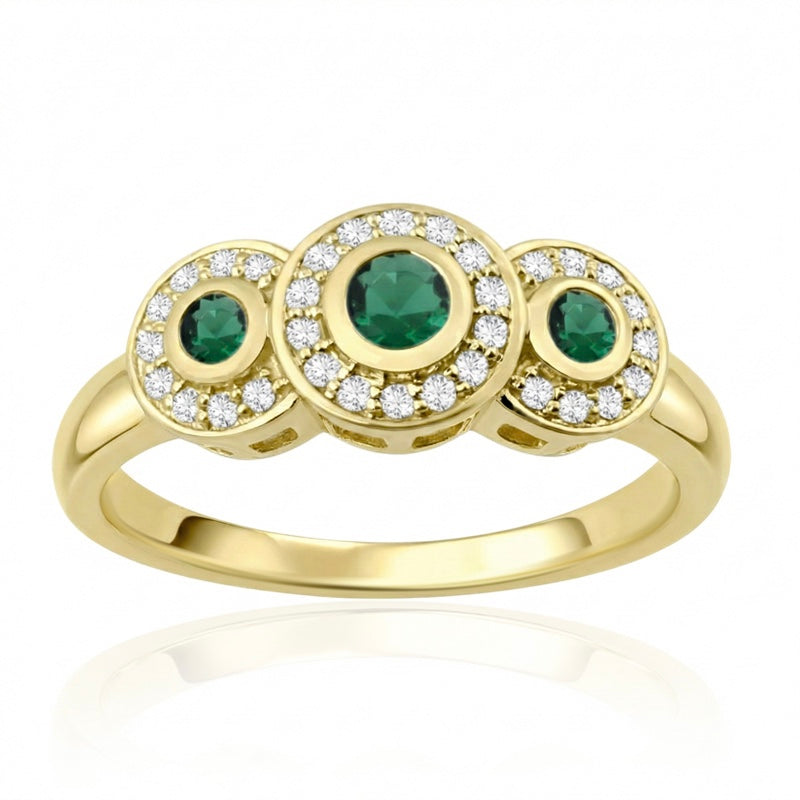 R-22699-EM-Y  Diamond & Emerald Dress Ring