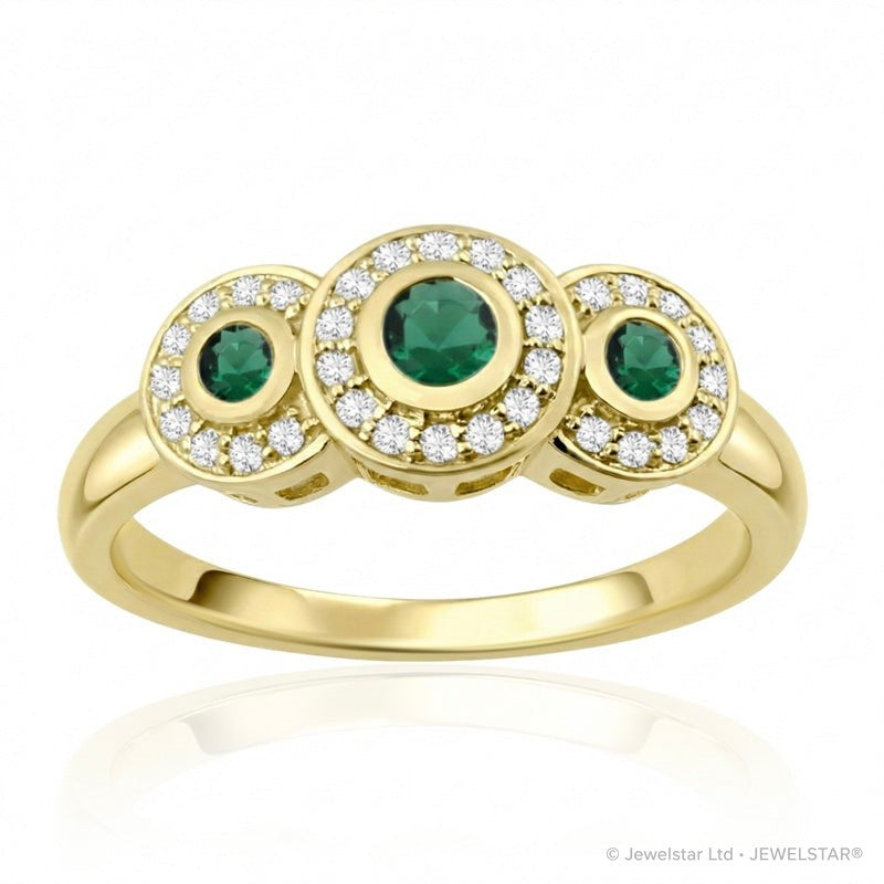 R-22699-EM-Y  Diamond & Emerald Dress Ring