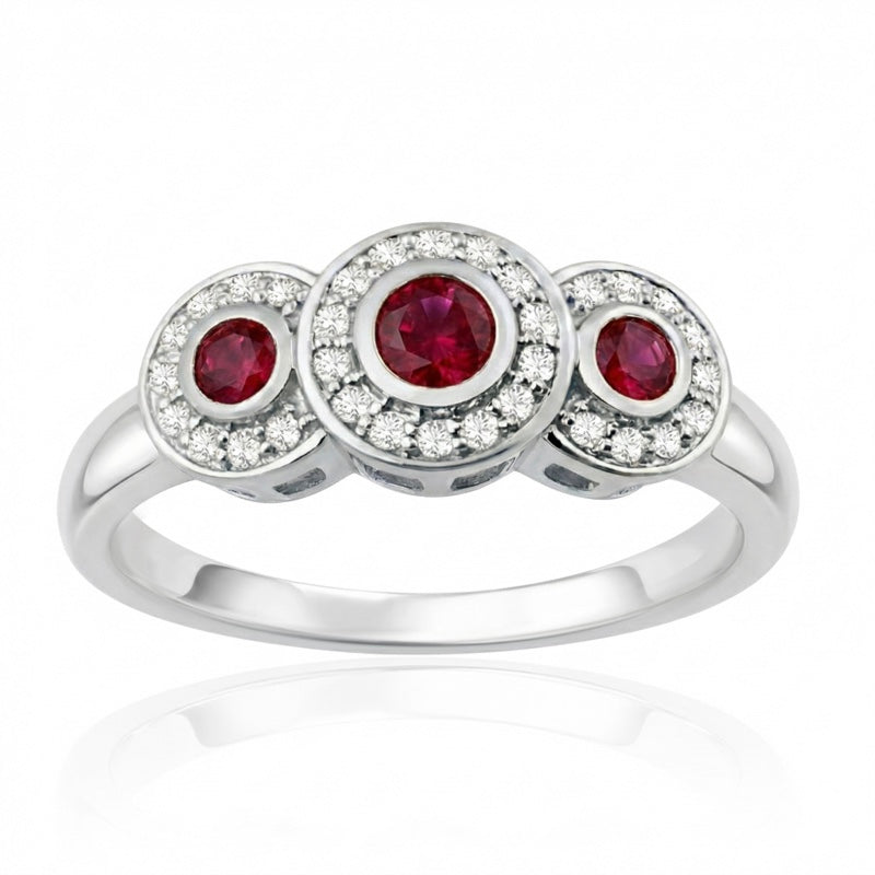 R-22699-RU-W  Diamond & Ruby Dress Ring