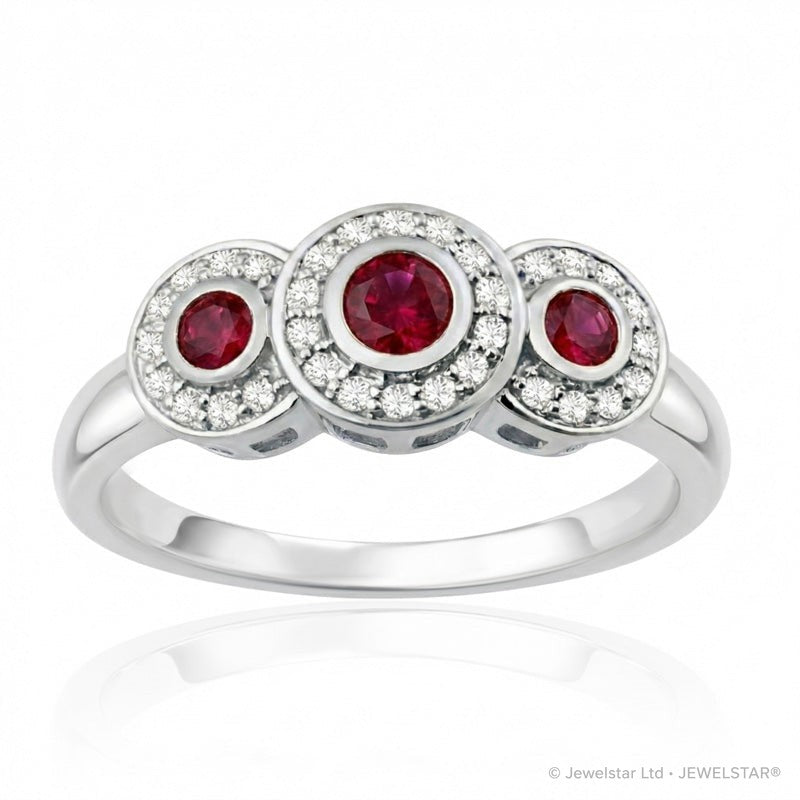 R-22699-RU-W  Diamond & Ruby Dress Ring