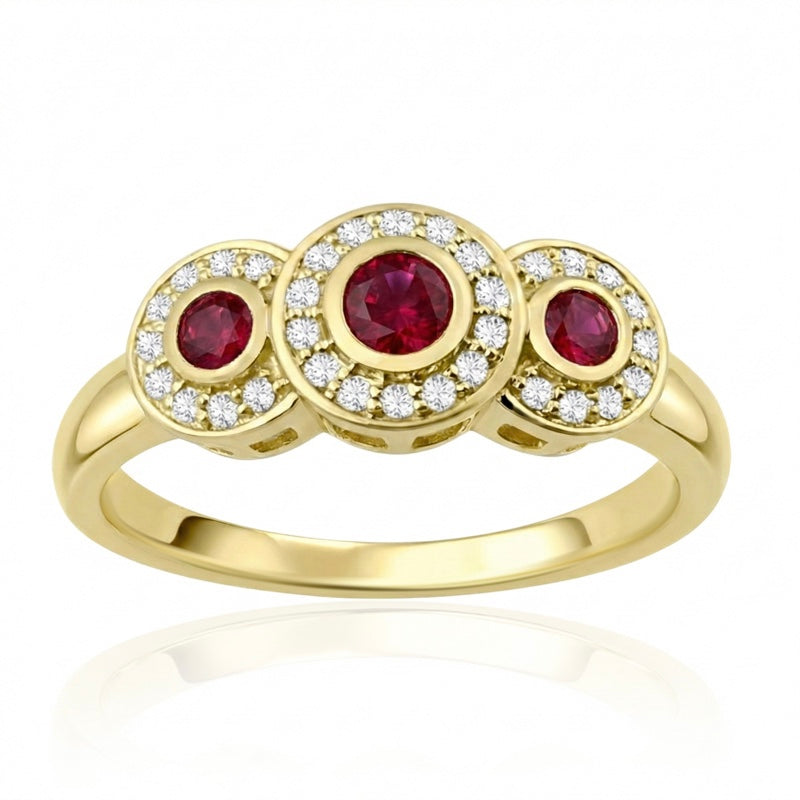 R-22699-RU-Y  Diamond & Ruby Dress Ring