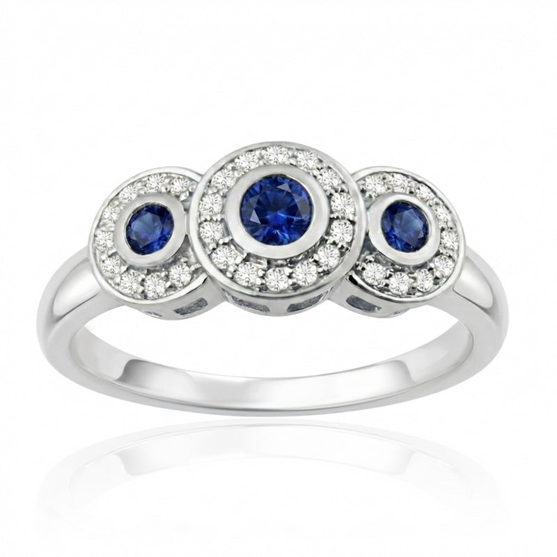 R-22699-SA-W  Diamond & Sapphire Dress Ring