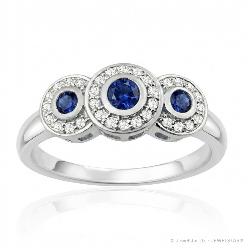 R-22699-SA-W  Diamond & Sapphire Dress Ring