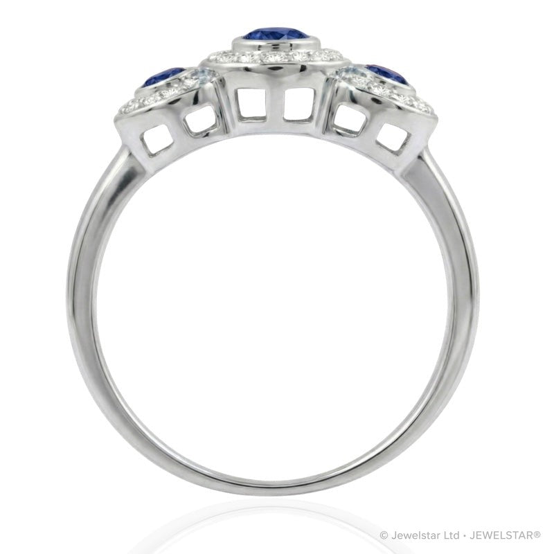R-22699-SA-W  Diamond & Sapphire Dress Ring