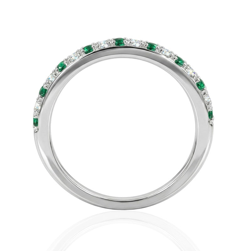 R-22846-EM-W   Diamond & Emerald Half Eternity Ring