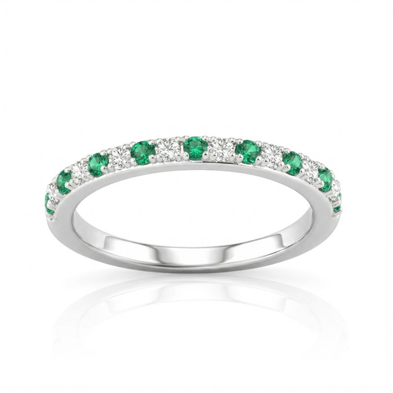 R-22847-EM-W   Diamond & Emerald Half Eternity Ring